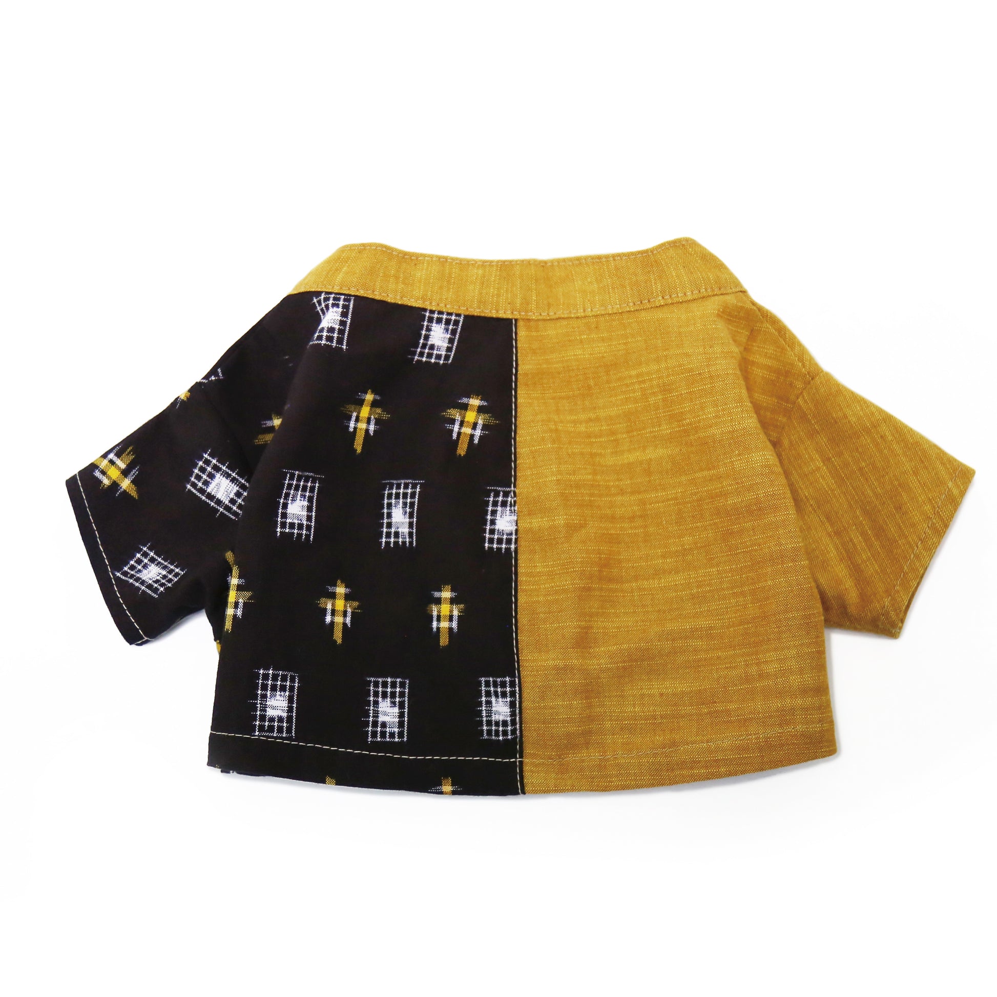 久留米絣の甚平(黄×古典柄)Jinbei(Ki×Kotengara) 裏