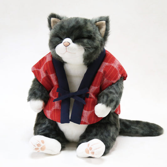 久留米絣のちゃんちゃんこ（まる柄）ソメゴロー着用